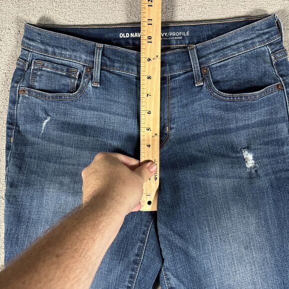 Old Navy Curvy Mid Rise Jeans Women’s Size 6 Medium Wash Distressed Whiskers - Picture 6 of 12